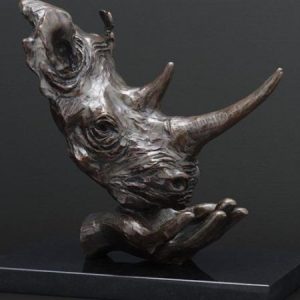 Rhino hand endangered bronze sculpture
