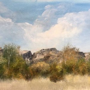 landscape boulder rocks clouds