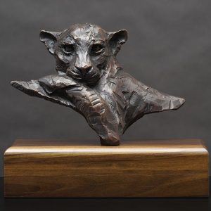 leopard wildlife bronze sculpture