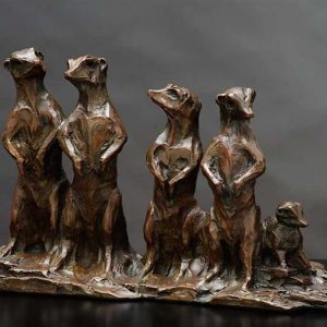 meerkat family bronze sculpture